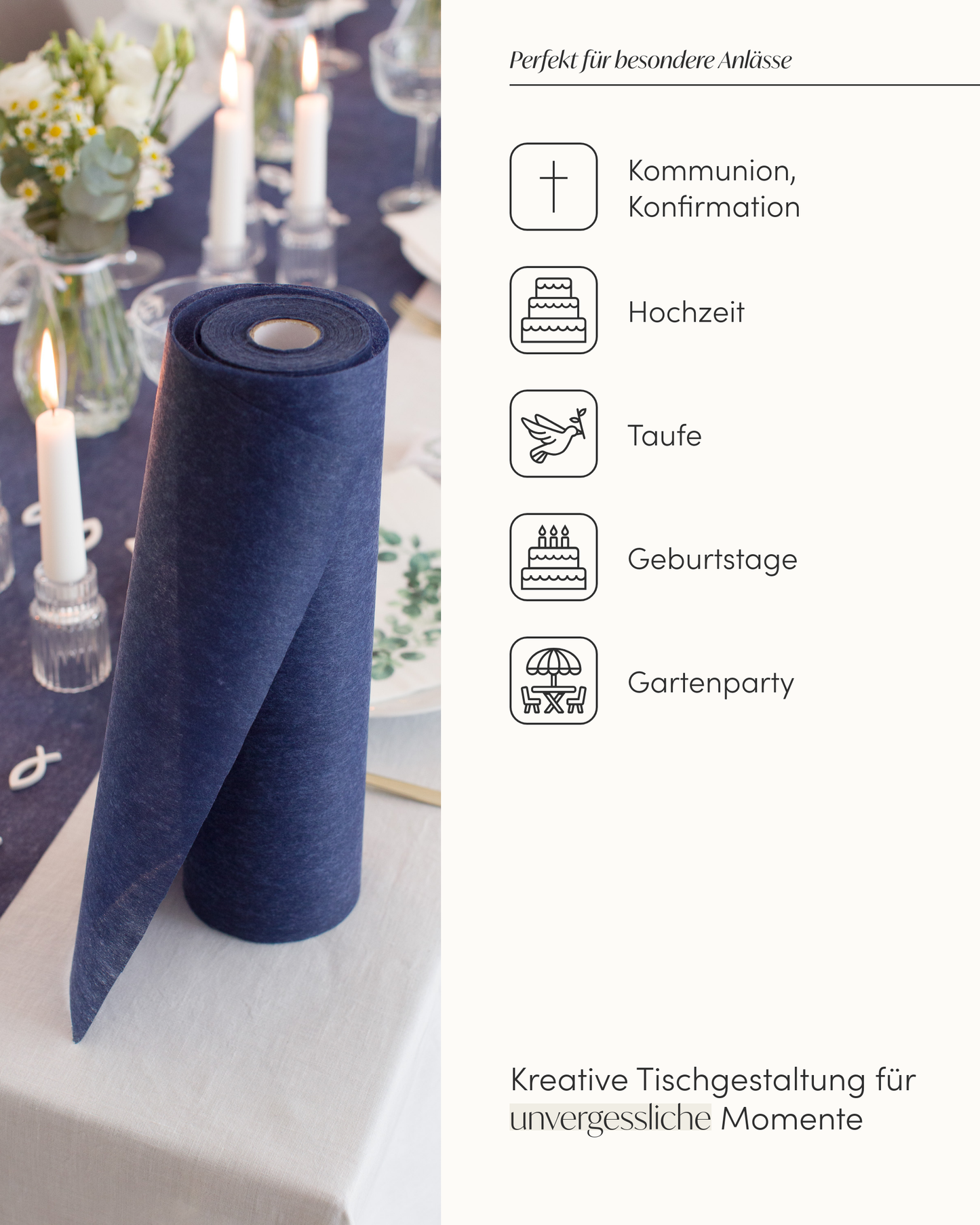 Tischläufer Vlies Dunkelblau