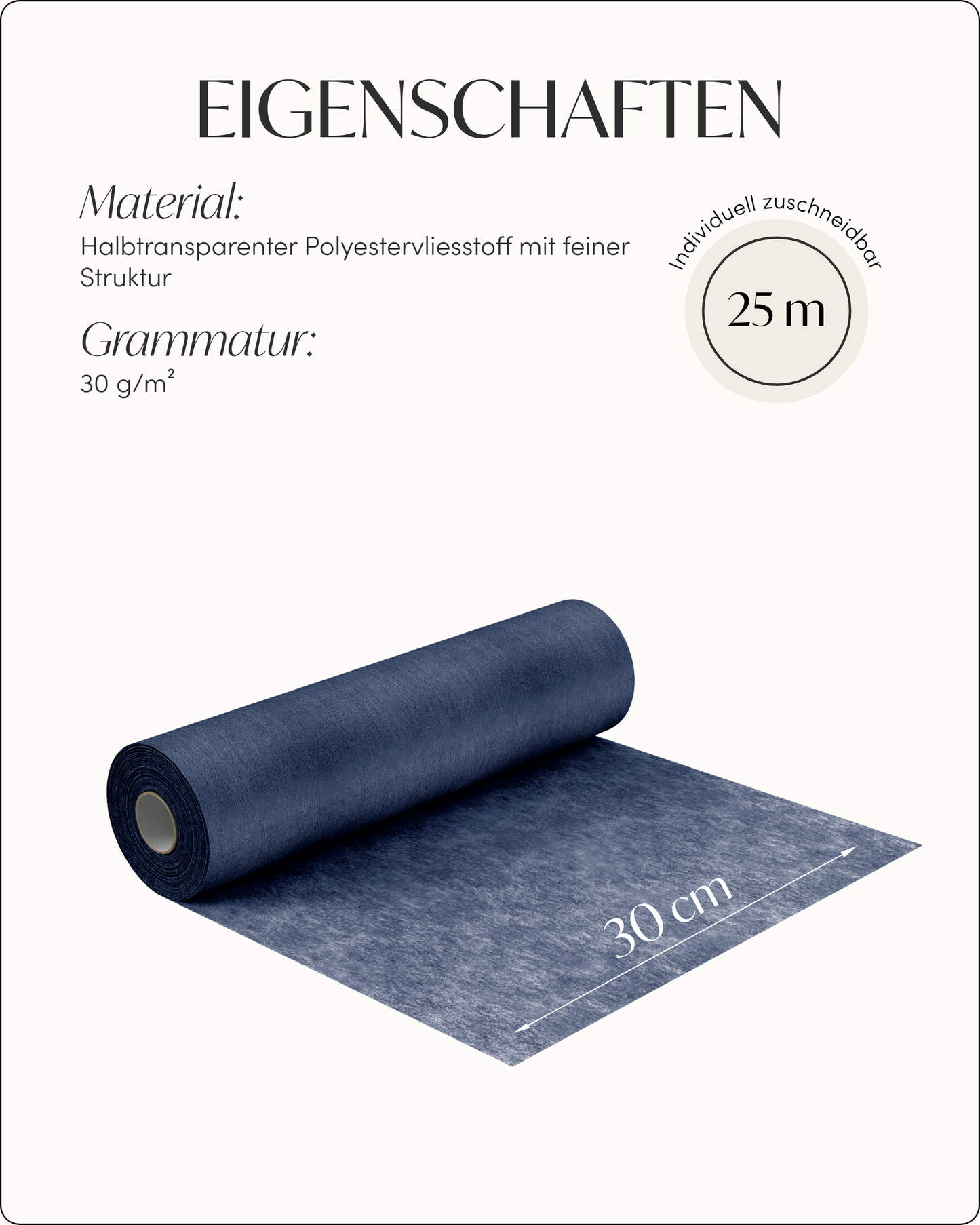 Tischläufer Vlies Dunkelblau