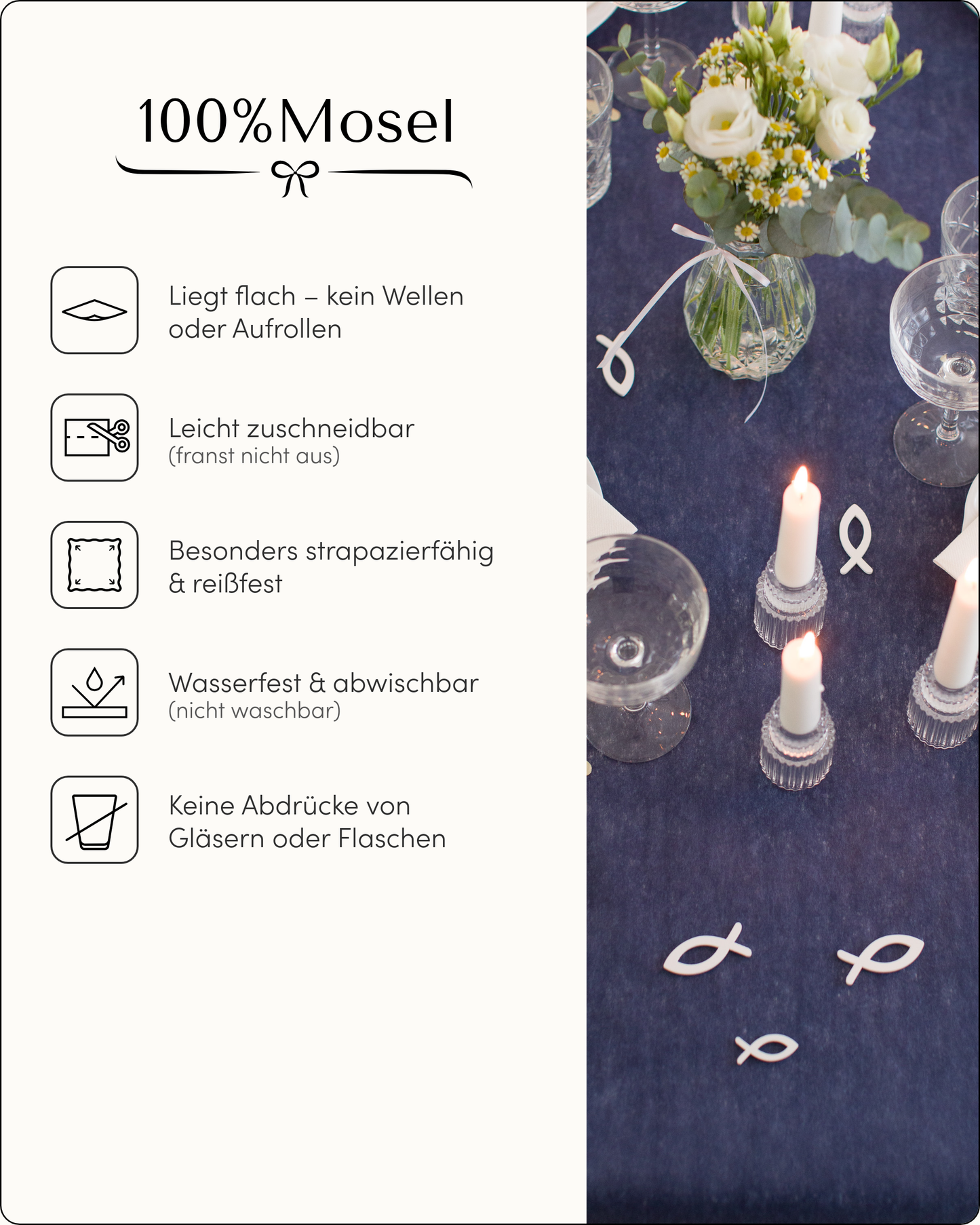 Tischläufer Vlies Dunkelblau