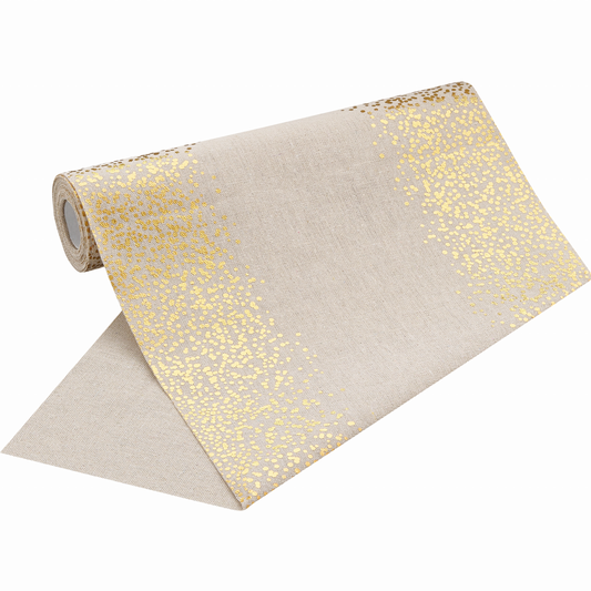 Tischläufer Natur mit goldenen Punkten