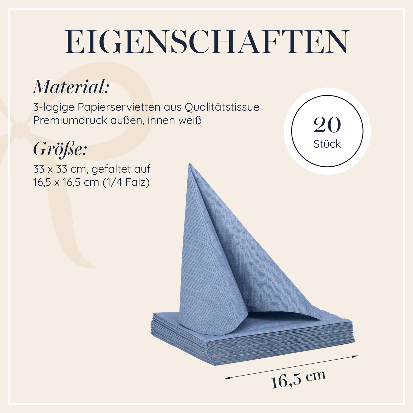 20 Servietten Rauchblau