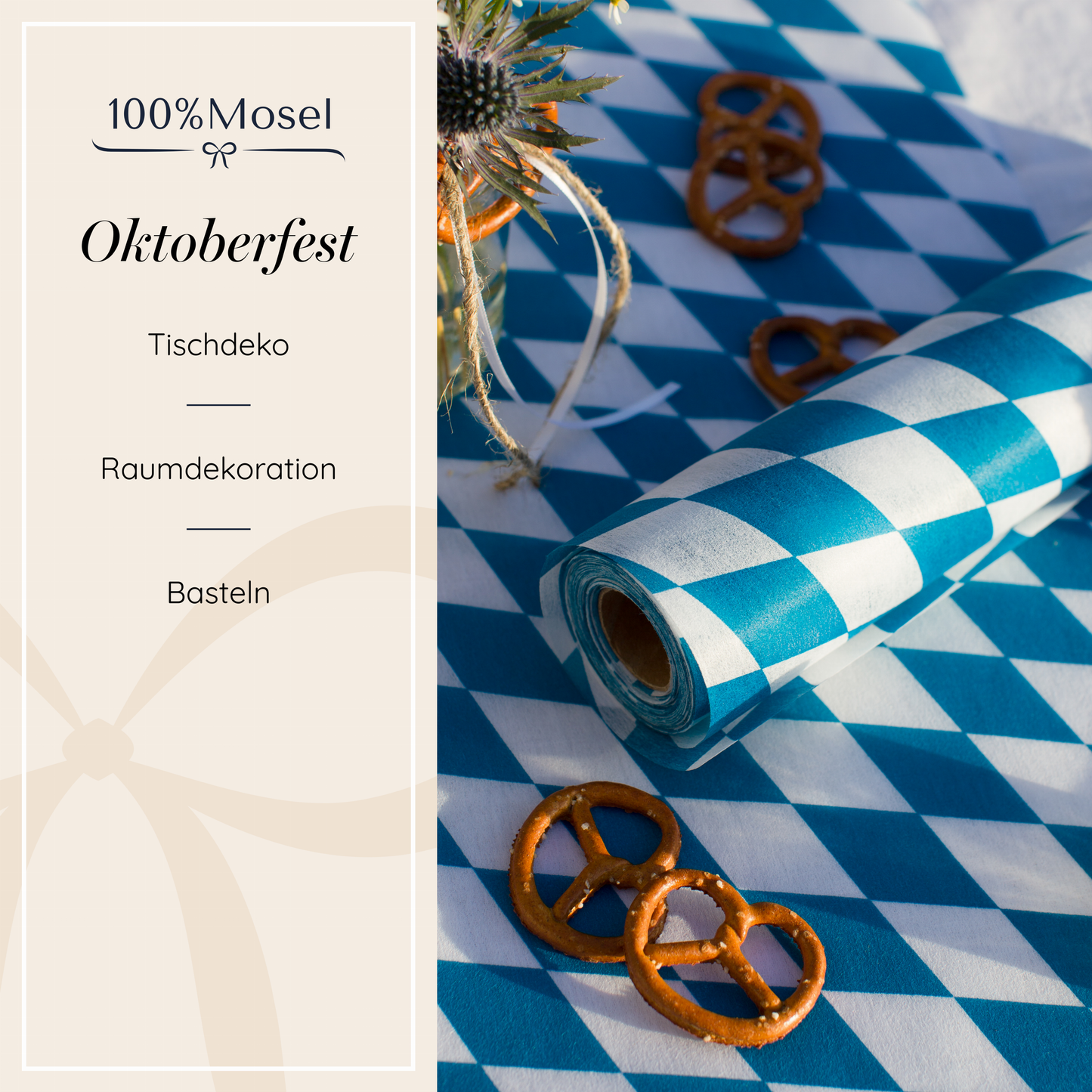 Tischläufer Vlies Oktoberfest Blau Weiß