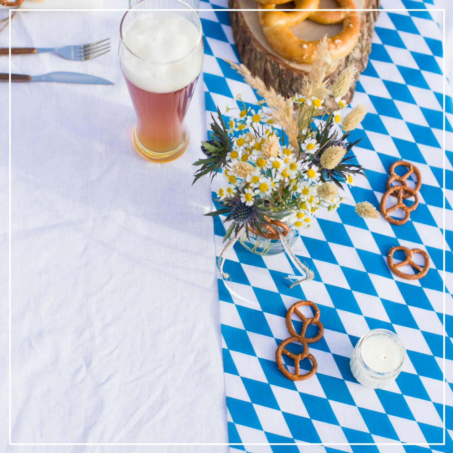 Tischläufer Vlies Oktoberfest Blau Weiß