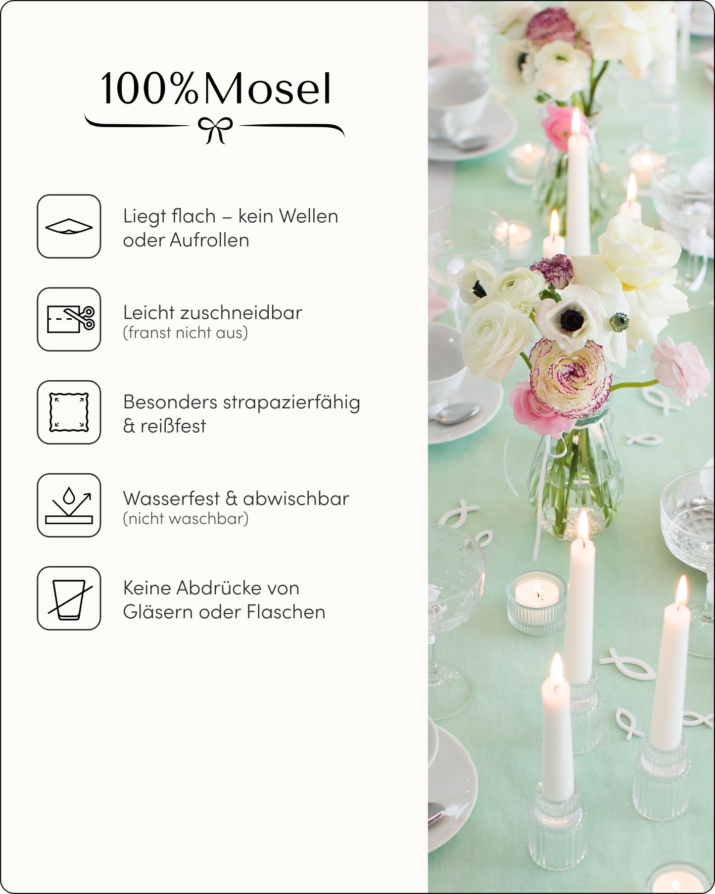 Tischläufer Vlies Mint Grün