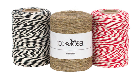 Hanfkordel + Baker's Twine, 3 Rollen im Set