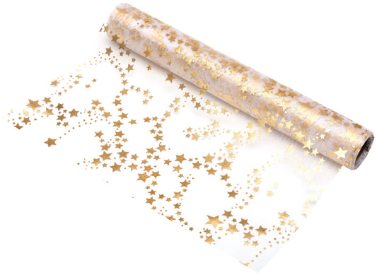 2. Wahl: Organza Tischläufer Sterne Gold Metallic, 28 cm x 5 m