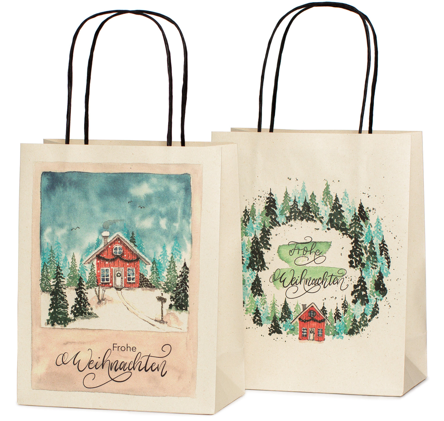 Geschenktüten für Weihnachten, Watercolor, 6 Stück