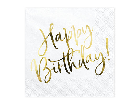 20 Servietten Happy Birthday, gold