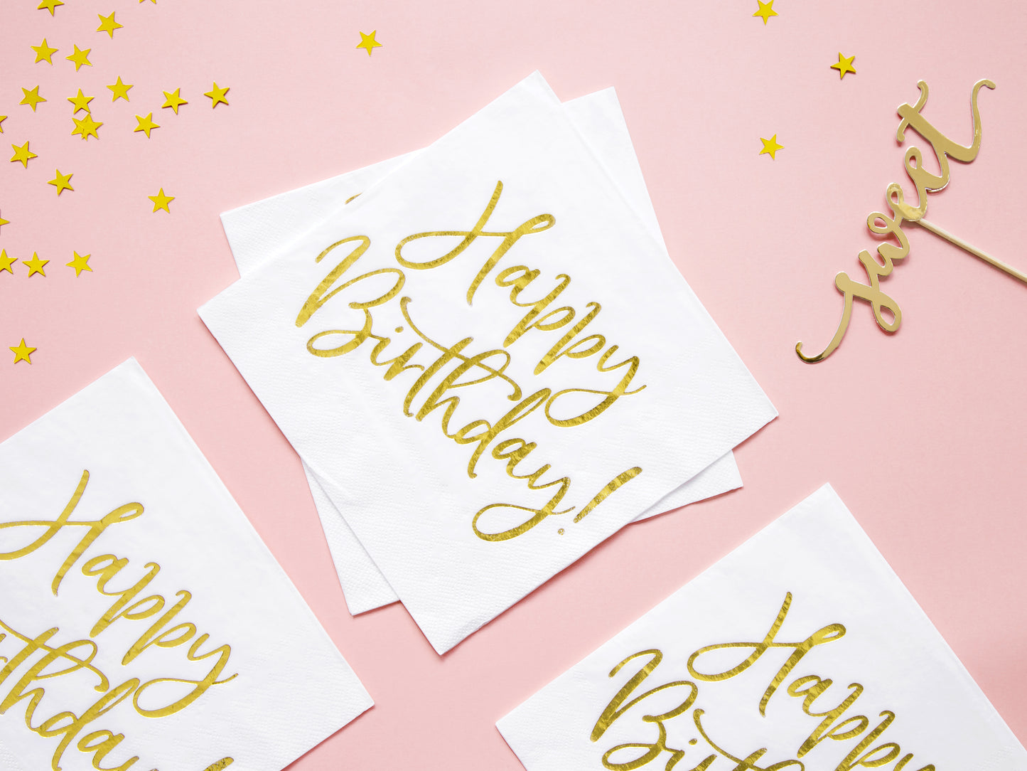 20 Servietten Happy Birthday, gold