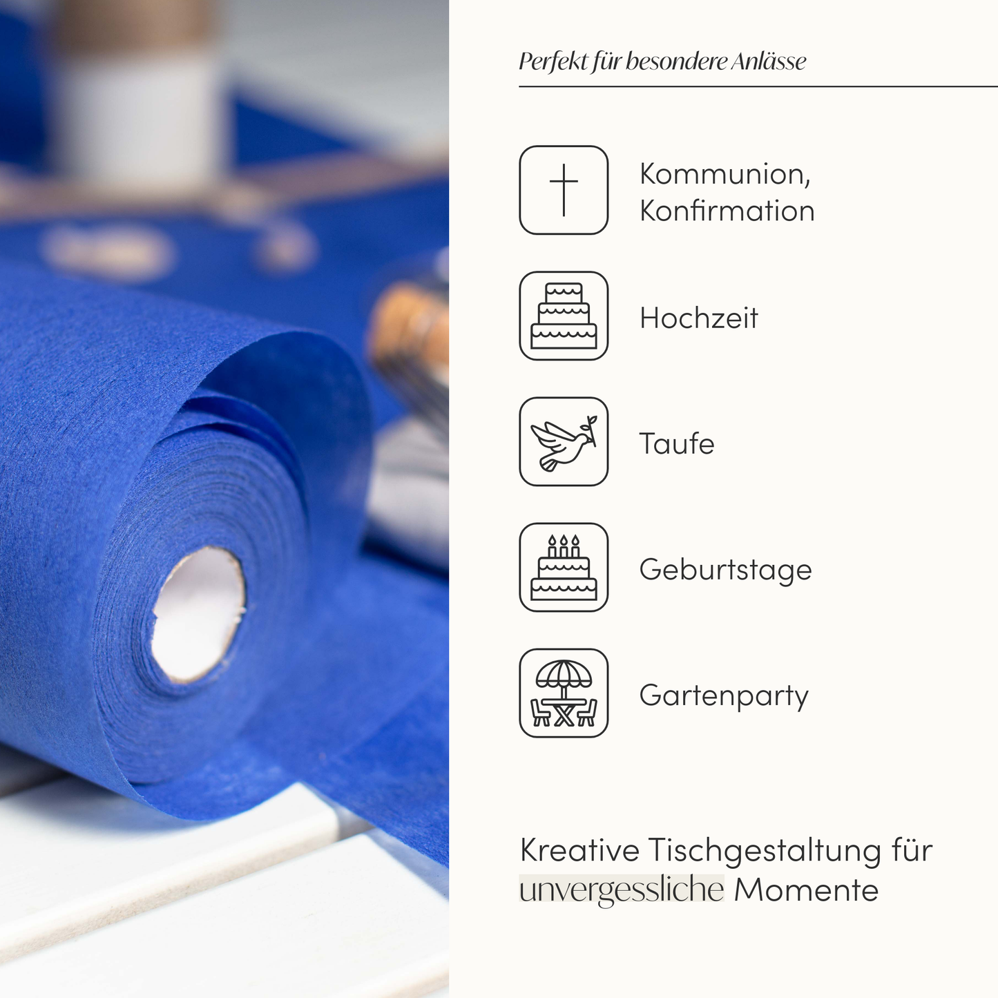 Tischläufer Vlies Royalblau