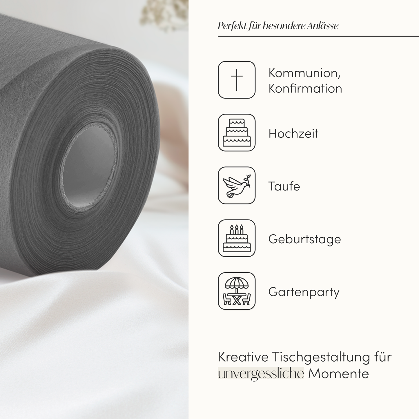 Tischläufer Vlies Anthrazit