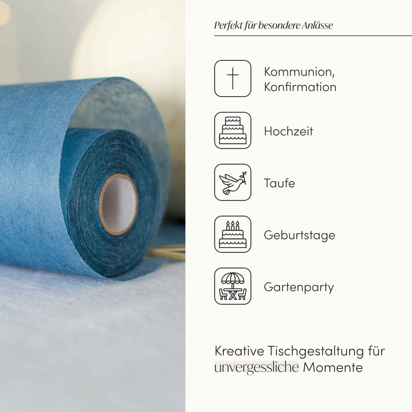 Tischläufer Vlies Rauchblau (Dusky Blue)