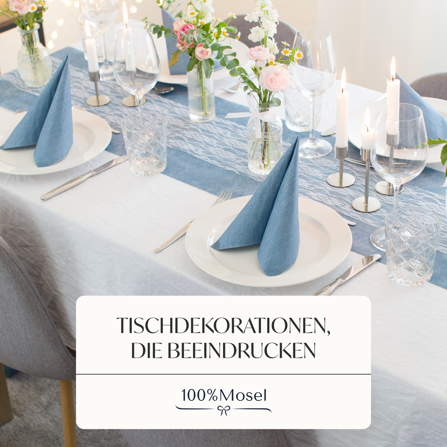 Tischläufer Vlies Rauchblau (Dusky Blue)