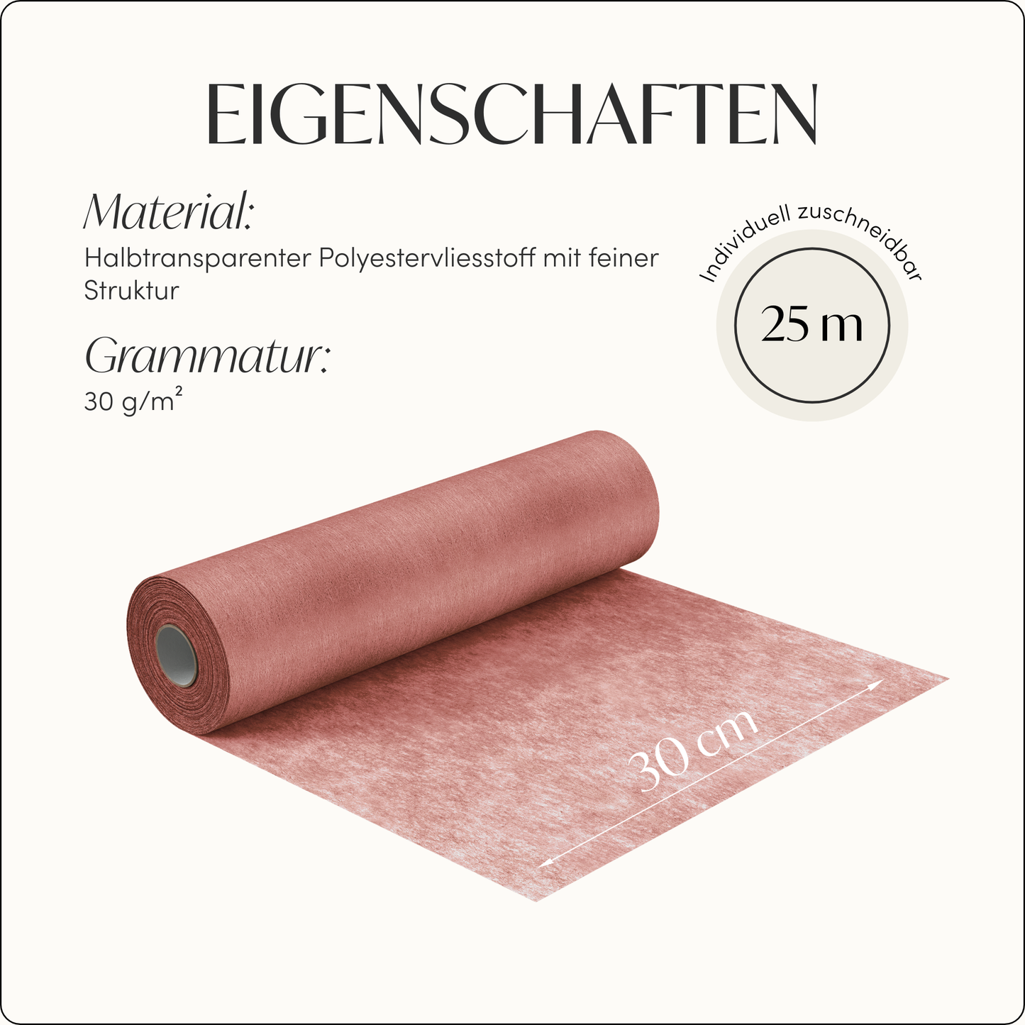 Tischläufer Vlies Altrosa (Dusky Pink)
