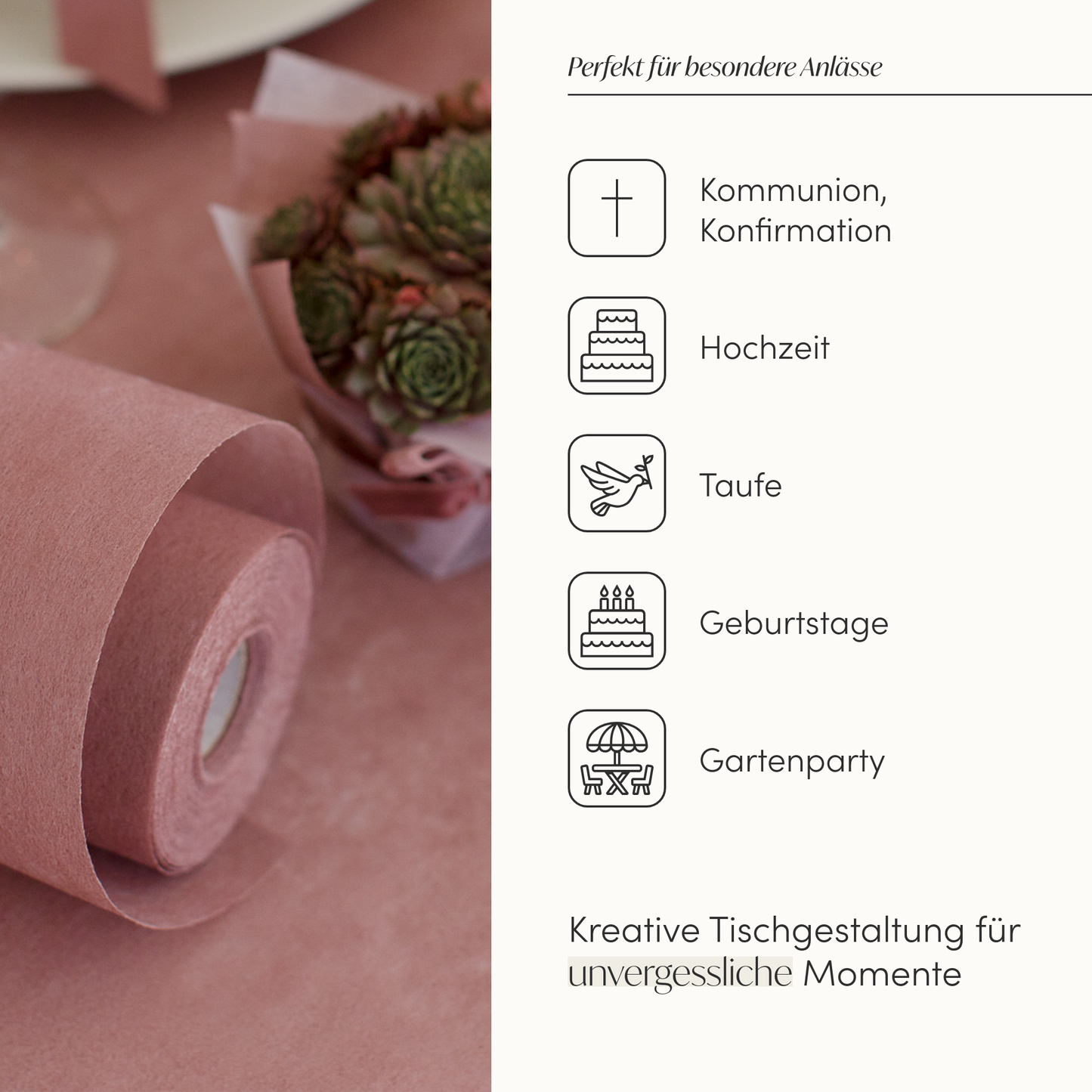 Tischläufer Vlies Altrosa (Dusky Pink)