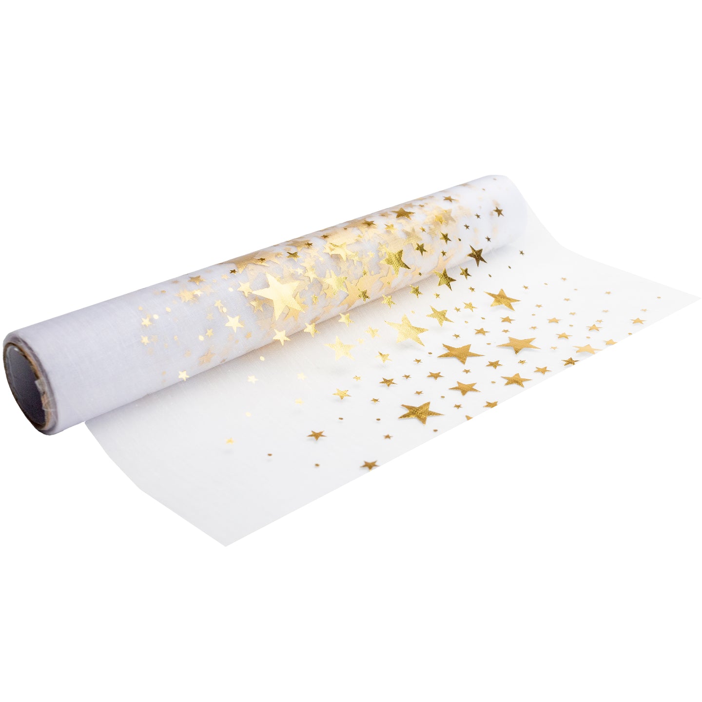 Tischläufer Organza Sterne Gold