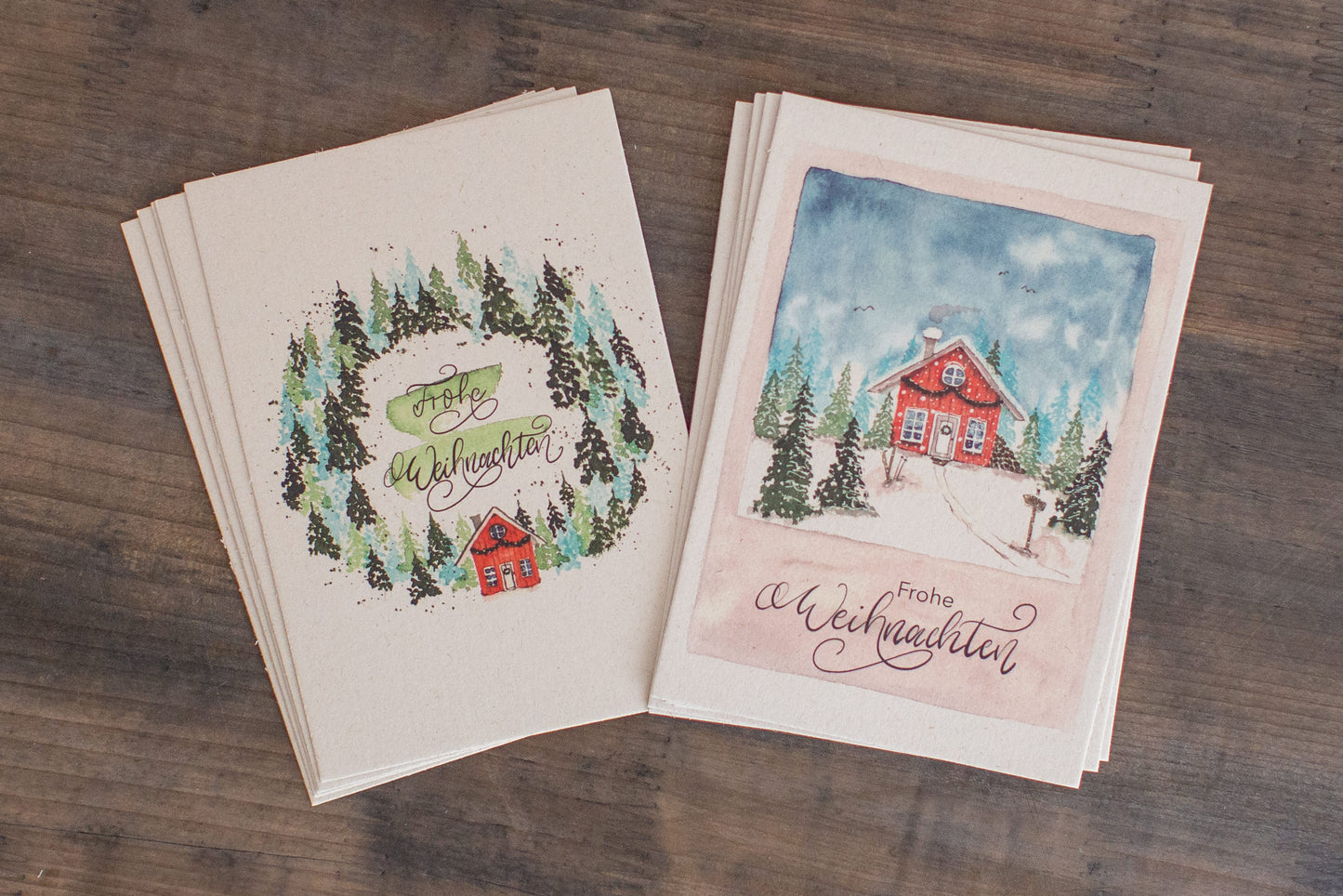Postkarten Weihnachten, Watercolor, 12 Stück